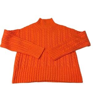 French Connection Jacqueline High Neck Cable Knit Wool‎ Blend Sweater Women Sz L